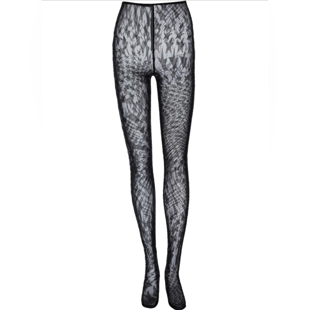 Mugler X HM Rhinestone-embellished Mesh Tights, H&M sz Small, NWT